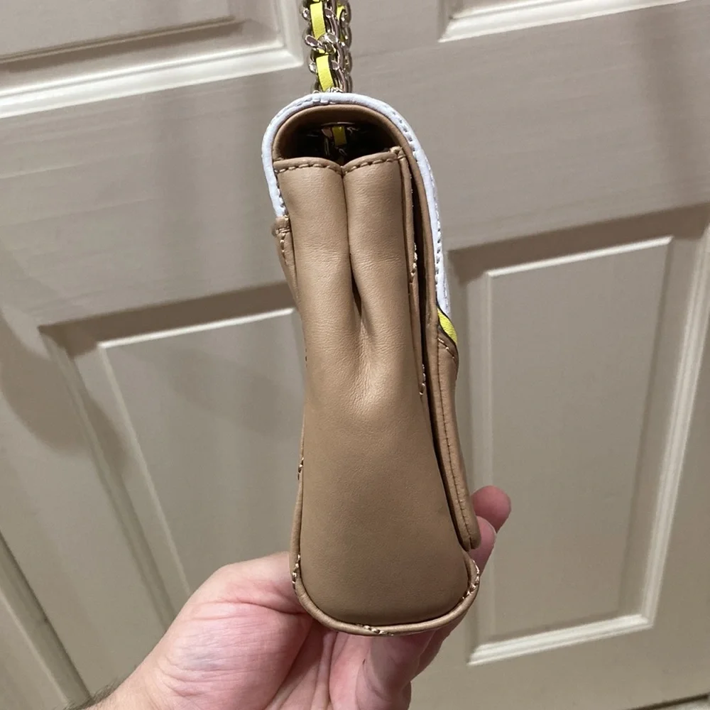 Kate Spade Tan White Yellow Briar Lane Quilted Mini Emelyn Purse Bag - Picture 10 of 16